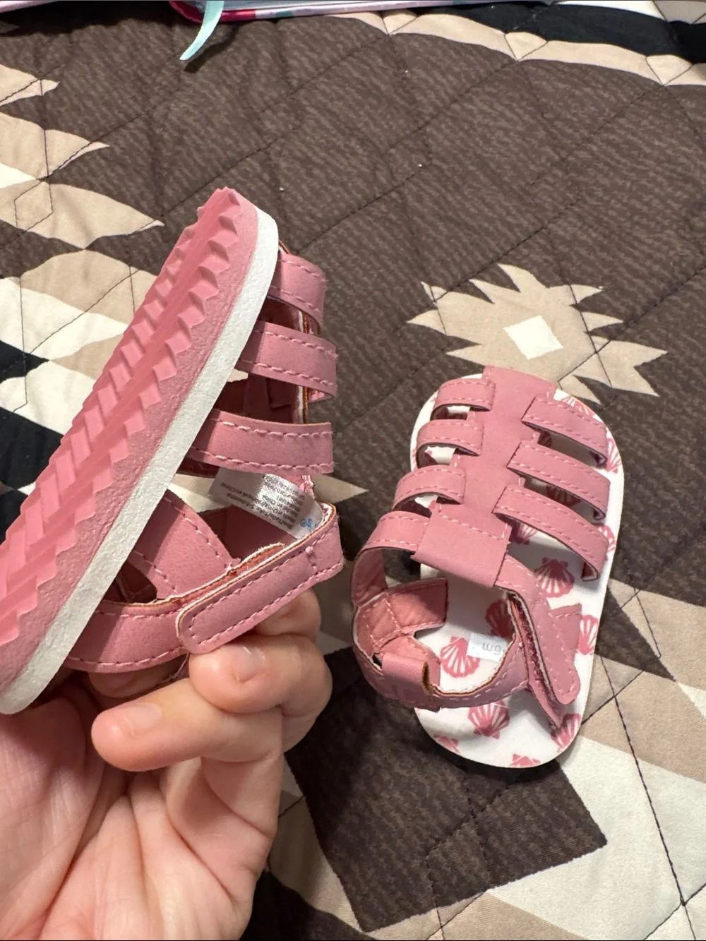 Carter's Pink Girls Closed-Toe Shell Print Sandals